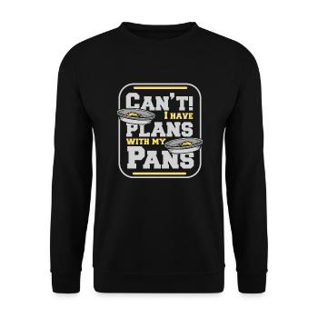 Ich habe Pläne mit meinen Pfannen, Miner Gold zu schürfen - Unisex Pullover - Schwarz - Vorne - Alina (178cm) & Michal (187cm)