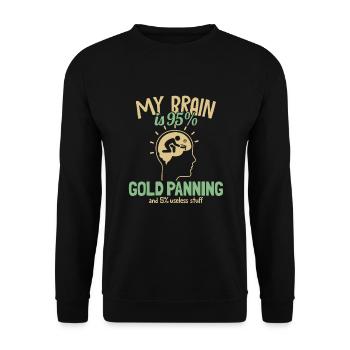 My Brain is 95% Gold Panning Prospecting Miner - Unisex Sweatshirt - black - Front - Alina (178cm) & Michal (187cm)