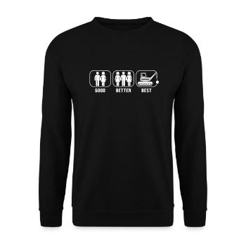 Bon Mieux Meilleur Démolition Maison Démolisseur Maison - Sweat-shirt Unisexe - noir - Devant - Alina (178cm) & Michal (187cm)