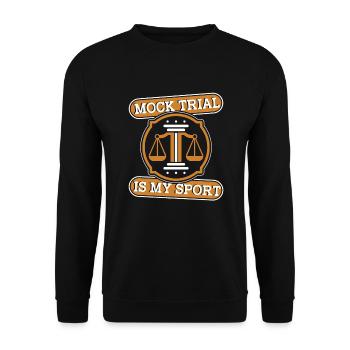 Ein Scheinprozess ist mein Sport. Jurastudium an der Universität - Unisex Pullover - Schwarz - Vorne - Alina (178cm) & Michal (187cm)