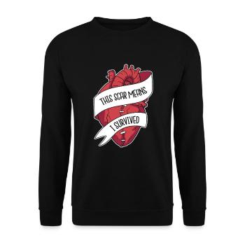 This Scar Means I Survived Transplant Open Heart - Unisex Sweatshirt - black - Front - Alina (178cm) & Michal (187cm)