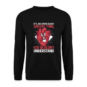 Es ist eine Sache für eine Operation am offenen Herzen, Katheter offen - Unisex Pullover - Schwarz - Vorne - Alina (178cm) & Michal (187cm)