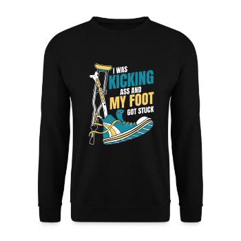 J’avais botté le cul os cassé os cassé os du doigt - Sweat-shirt Unisexe - noir - Devant - Alina (178cm) & Michal (187cm)