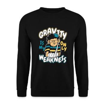 Die Schwerkraft ist meine einzige Schwäche, gebrochener Fingerknochen - Unisex Pullover - Schwarz - Vorne - Alina (178cm) & Michal (187cm)