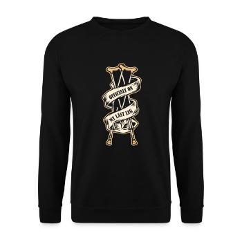 Offiziell auf meinem letzten Bein gebrochener Knochen Chirurg Knochen - Unisex Pullover - Schwarz - Vorne - Alina (178cm) & Michal (187cm)