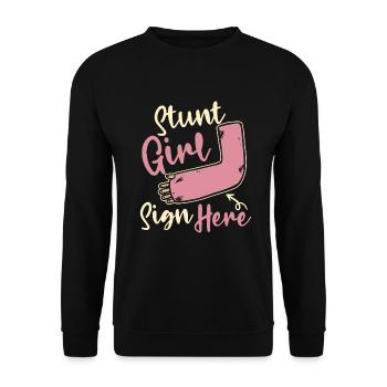 Cascadeur fille signe ici os cassé doigt cassé - Sweat-shirt Unisexe - noir - Devant - Alina (178cm) & Michal (187cm)