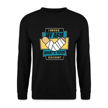 Je me suis cassé le bras, quelle est ton excuse, doigt cassé - Sweat-shirt Unisexe - noir - Devant - Alina (178cm) & Michal (187cm)