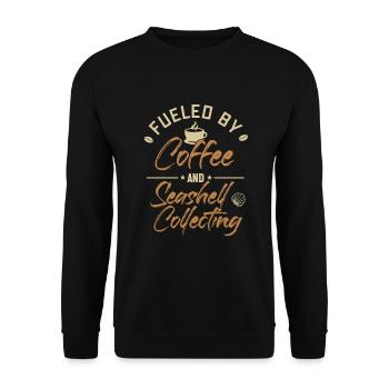 Fueled by Coffee and Seashell Collecting Seashell - Unisex Sweatshirt - black - Front - Alina (178cm) & Michal (187cm)