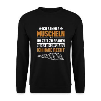 Muscheln haben immer Recht Shell Hunter Seashell - Sweat-shirt Unisexe - noir - Devant - Alina (178cm) & Michal (187cm)