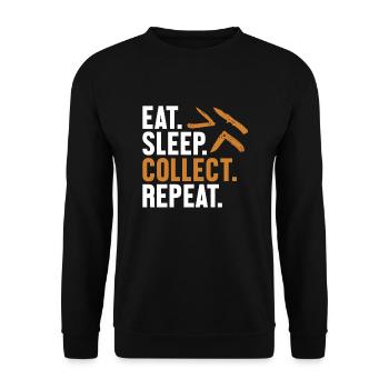 Eat Sleep Collect Repeat Restoration Lover Messer - Unisex Pullover - Schwarz - Vorne - Alina (178cm) & Michal (187cm)