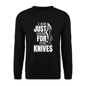 Nur hier für das Messer Restoration Lover Knife - Unisex Pullover - Schwarz - Vorne - Alina (178cm) & Michal (187cm)