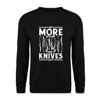No More Spoons Only Knives Left Restoration Knife - Unisex Sweatshirt - black - Front - Alina (178cm) & Michal (187cm)