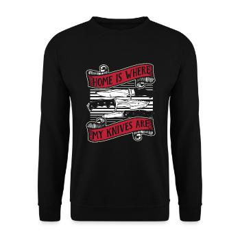 Home Is Where My Knives Are Butcher Knife Knife - Unisex Sweatshirt - black - Front - Alina (178cm) & Michal (187cm)