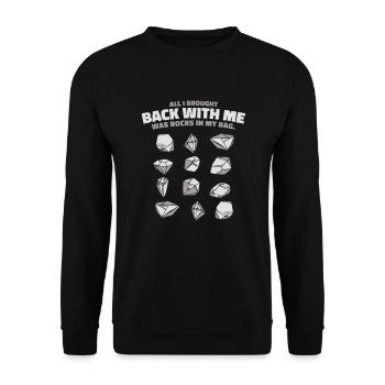 Alles, was ich mitgebracht habe, waren Steine in meiner Tasche Mineral - Unisex Pullover - Schwarz - Vorne - Alina (178cm) & Michal (187cm)