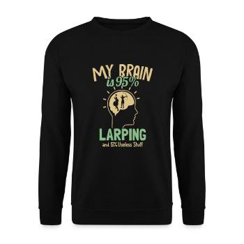 Mein Gehirn besteht zu 95% aus Larp-LARPing-Waffenrüstung - Unisex Pullover - Schwarz - Vorne - Alina (178cm) & Michal (187cm)