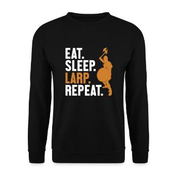 Eat Sleep LARP Repeat LARPing Weapons Armor - Unisex Sweatshirt - black - Front - Alina (178cm) & Michal (187cm)
