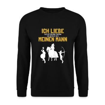 Ich liebe meinen Mann LARP LARPing Weapons Armor - Unisex Pullover - Schwarz - Vorne - Alina (178cm) & Michal (187cm)