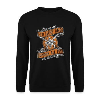 I Just Want To LARP LARPing Weapons Armor - Unisex Sweatshirt - black - Front - Alina (178cm) & Michal (187cm)