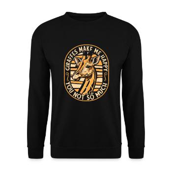 Giraffen machen mich glücklich Giraffidae Nubischer Afrikaner - Unisex Pullover - Schwarz - Vorne - Alina (178cm) & Michal (187cm)