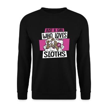 Girl Who Loves Sloths Pilosa Folivora - Unisex Sweatshirt - black - Front - Alina (178cm) & Michal (187cm)
