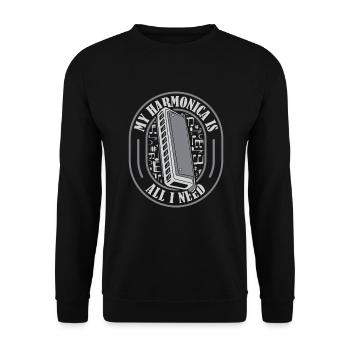 Mon harmonica est tout ce dont j’ai besoin Harmonique à bouche - Sweat-shirt Unisexe - noir - Devant - Alina (178cm) & Michal (187cm)