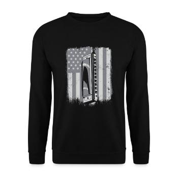 Harmonica drapeau américain harmonique bouche harpe - Sweat-shirt Unisexe - noir - Devant - Alina (178cm) & Michal (187cm)