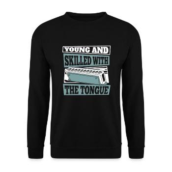 Jeune Et Habile Avec La Langue Harmoniste - Sweat-shirt Unisexe - noir - Devant - Alina (178cm) & Michal (187cm)