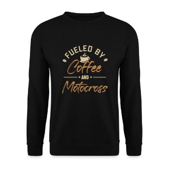 Fueled by Coffee and Motocross Motorcycle Racing - Unisex Sweatshirt - black - Front - Alina (178cm) & Michal (187cm)