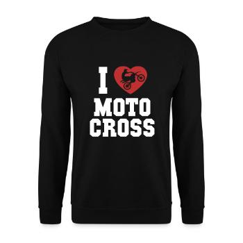 I love Motocross Racing Supermoto Motorcycle - Unisex Sweatshirt - black - Front - Alina (178cm) & Michal (187cm)