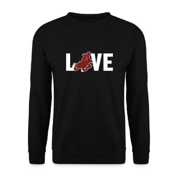 Motocross Love Racing Supermoto Motorradfahrer - Unisex Pullover - Schwarz - Vorne - Alina (178cm) & Michal (187cm)