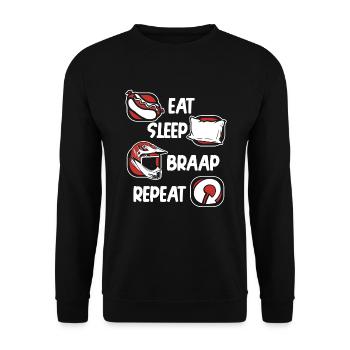 Eat Sleep Braap Repeat Supermoto Motorcycle - Unisex Sweatshirt - black - Front - Alina (178cm) & Michal (187cm)