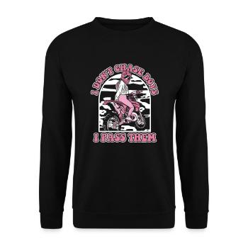 I Don't Chase Boys I Pass Them Racing Supermoto - Unisex Sweatshirt - black - Front - Alina (178cm) & Michal (187cm)