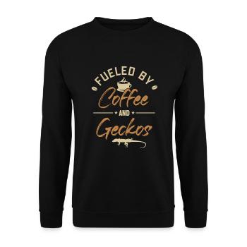 Alimenté par le café et les geckos Gekkota à crête - Sweat-shirt Unisexe - noir - Devant - Alina (178cm) & Michal (187cm)