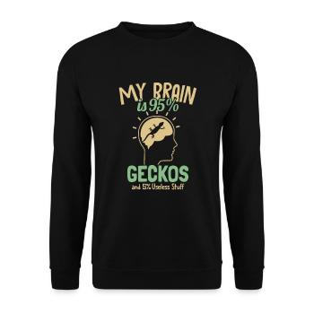Mon cerveau est composé à 95% de Geckos Lézard Gekkota à crête - Sweat-shirt Unisexe - noir - Devant - Alina (178cm) & Michal (187cm)