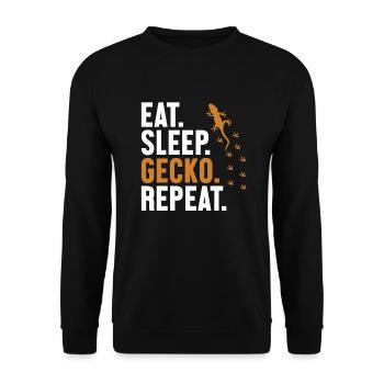 Manger Sommeil Gecko Répéter Gekkota Lézard à crête - Sweat-shirt Unisexe - noir - Devant - Alina (178cm) & Michal (187cm)