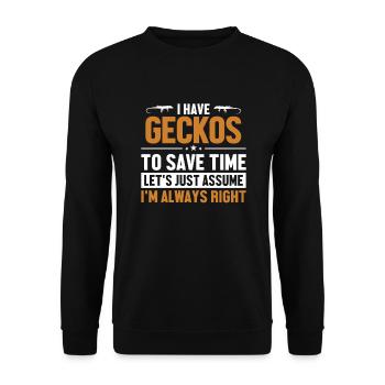 Propriétaire de Gecko Supposons que j’ai raison Gekkota - Sweat-shirt Unisexe - noir - Devant - Alina (178cm) & Michal (187cm)