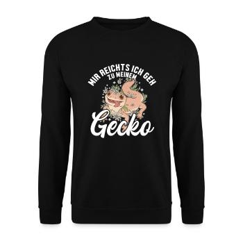 Mir reichts ich geh zu meinem Gecko Crested - Unisex Pullover - Schwarz - Vorne - Alina (178cm) & Michal (187cm)