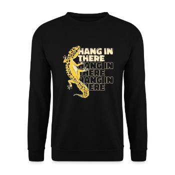 Haubeneidechse Gekkota Leopard Gecko - Unisex Pullover - Schwarz - Vorne - Alina (178cm) & Michal (187cm)
