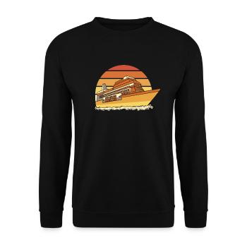 Retro Kreuzfahrtschiff Kreuzfahrt Crew Passagiere Kreuzfahrt - Unisex Pullover - Schwarz - Vorne - Alina (178cm) & Michal (187cm)