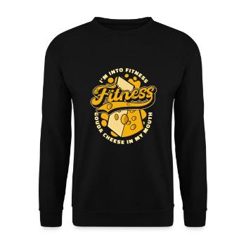Je Suis Dans Le Gouda Fitness Dans Ma Bouche Maker Queso - Sweat-shirt Unisexe - noir - Devant - Alina (178cm) & Michal (187cm)
