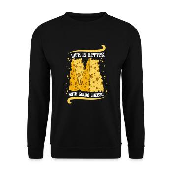 Life Is Better With Gouda Cheese Queso Maker - Unisex Sweatshirt - black - Front - Alina (178cm) & Michal (187cm)