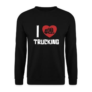 I love Trucking Trucker Truckie Legends Lover - Unisex Sweatshirt - black - Front - Alina (178cm) & Michal (187cm)