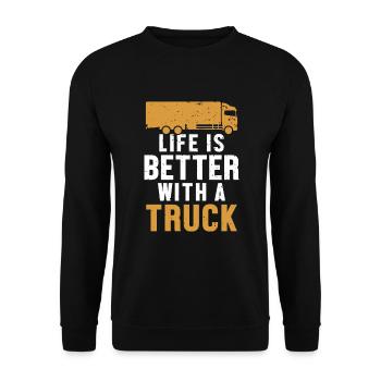 Life is Better with a Truck Trucker Legends Truck - Unisex Sweatshirt - black - Front - Alina (178cm) & Michal (187cm)
