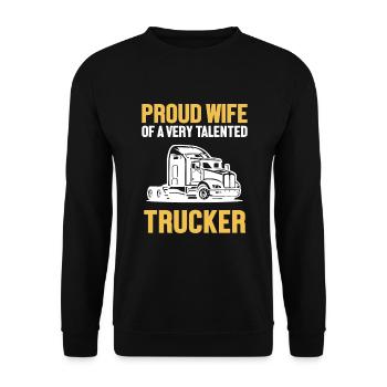Fière épouse d’un camionneur talentueux Trucker Lover - Sweat-shirt Unisexe - noir - Devant - Alina (178cm) & Michal (187cm)