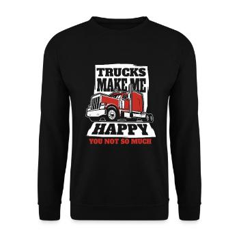 Trucks Make Me Happy Trucker Legends Truckie - Unisex Sweatshirt - black - Front - Alina (178cm) & Michal (187cm)