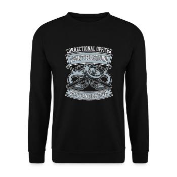 Kann Dummheit nicht reparieren, aber kann ihnen Korrekturen aufzwingen - Unisex Pullover - Schwarz - Vorne - Alina (178cm) & Michal (187cm)