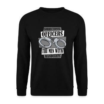 Les hommes menottés agent de police Corrections - Sweat-shirt Unisexe - noir - Devant - Alina (178cm) & Michal (187cm)
