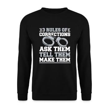 3 Règles des services correctionnels Agents de police Services correctionnels - Sweat-shirt Unisexe - noir - Devant - Alina (178cm) & Michal (187cm)