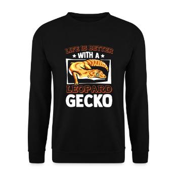 Life Is Better With A Leopard Gecko Lizard - Unisex Sweatshirt - black - Front - Alina (178cm) & Michal (187cm)