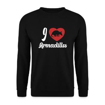 I love Armadillos Pink Fairy Chlamyphoridae Lover - Unisex Sweatshirt - black - Front - Alina (178cm) & Michal (187cm)